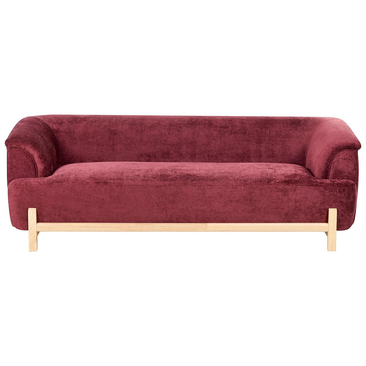 SOFA-SET 5-Sitzer Chenillegewebe Burgunderrot Alnor - Rot/Braun, Textil (205/67/85cm) - Beliani