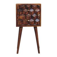 NACHTTISCH aus Massivholz mit 2 Schubladen - Dunkelbraun/Messingfarben, Holz/Metall (31/62/30cm) - Artisan Furniture