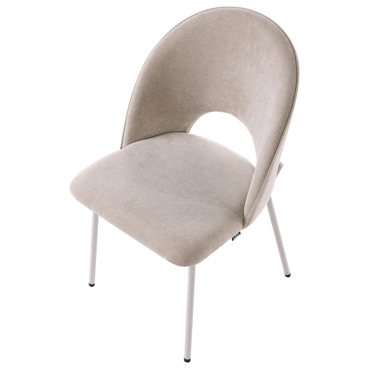ESSZIMMERSTUHL 2er Set Chenillegewebe Beige Covelo - Beige, Textil/Metall (46/83/53cm) - Beliani
