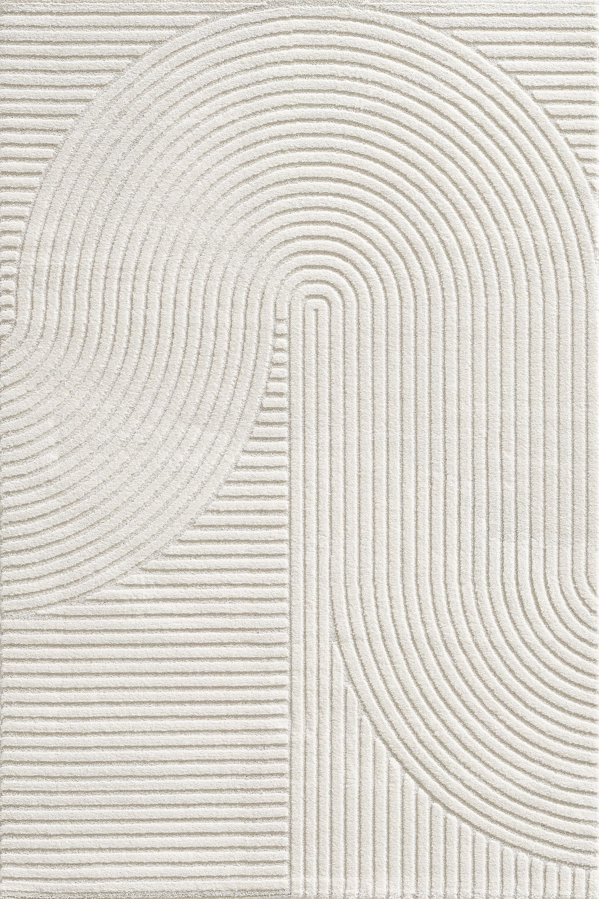 KURZFLORTEPPICH Geometrisch CETINA Polypropylen Creme 160 x 230 cm - Beige, Textil (160/230cm) - KADIMA DESIGN