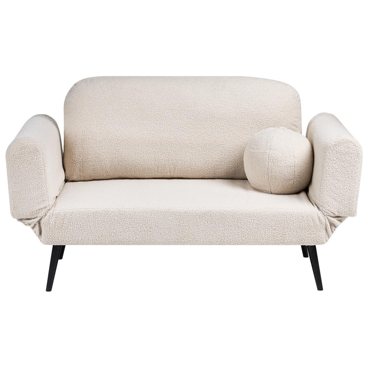 SCHLAFSOFA 2-Sitzer Bouclé Cremeweiß Dorotea - Creme/Schwarz, Textil (190/88/79cm) - Beliani