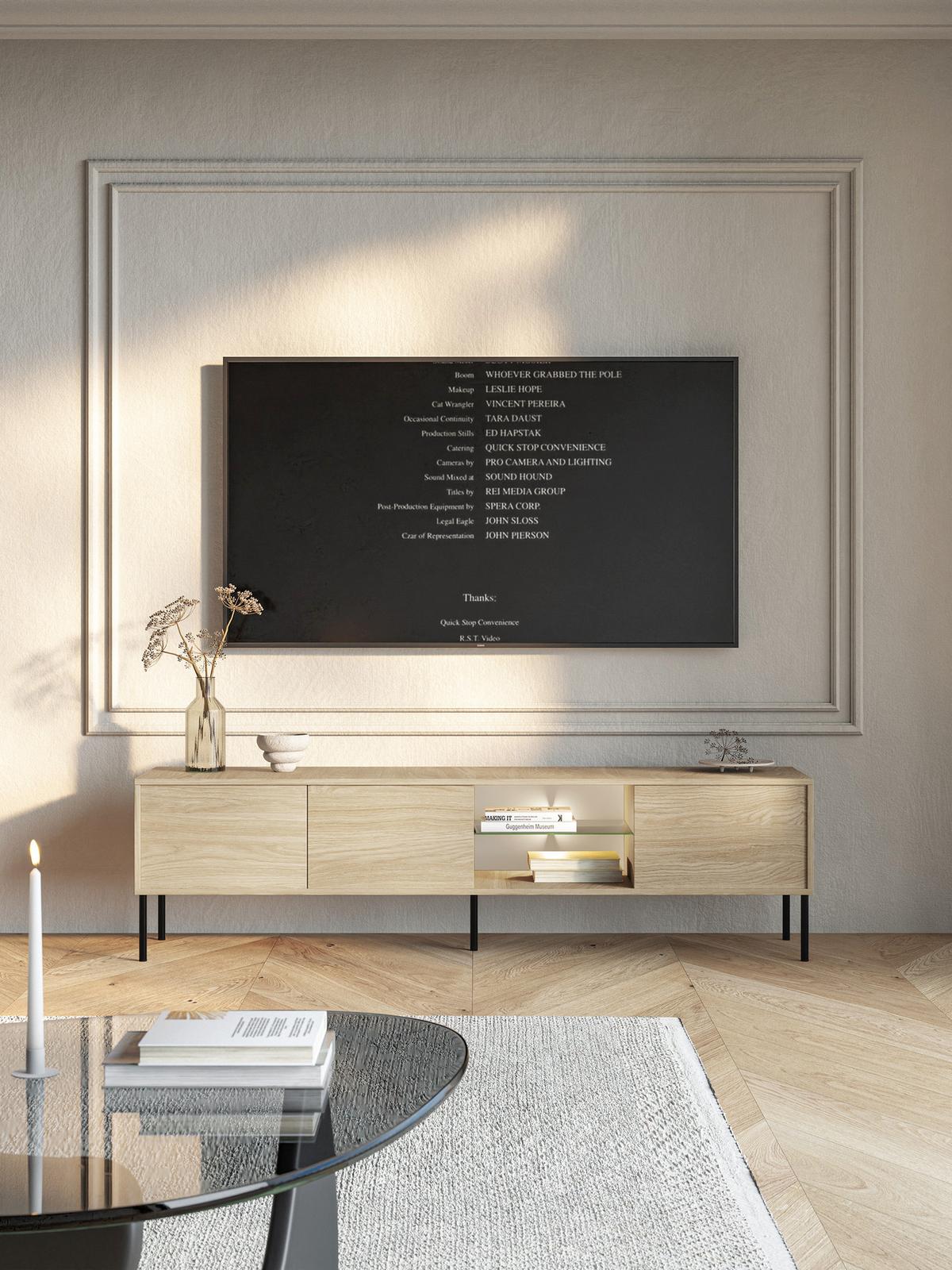 TV-SCHRANK Modivi Holzoptik Eiche 175 cm - Eichefarben/Schwarz, Holzwerkstoff/Metall (175/47.5/31.2cm) - Selsey