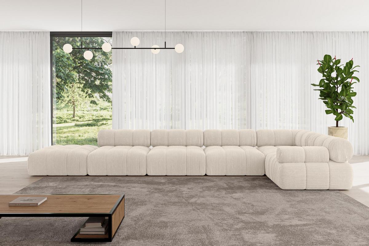 ECKSOFA modulares Sofa Felto-L3 - 475x190x70 cm Beige Cord - Beige, Holzwerkstoff/Textil (475/190cm) - ALTDECOR