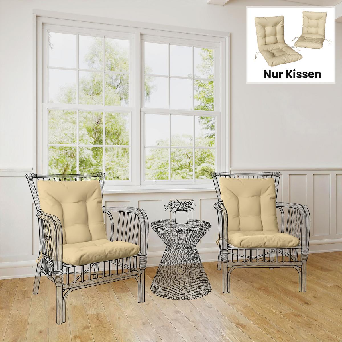 SITZKISSEN 2ER-SET Polyester PP-Baumwolle Beige - Beige, Textil (120/50/8cm) - Outsunny