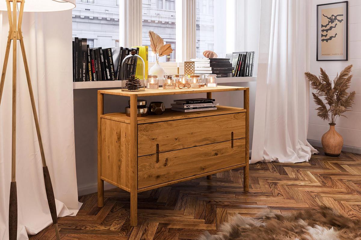 KOMMODE INA Wildeiche - Alteiche, Holz (108/84/46cm) - byoak