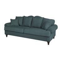 SOFA blaugrün Landhaus, Couch 3,5-Sitzer 230 cm - Dunkelgrün, Holz/Textil (230/95/100cm) - Furn.Design