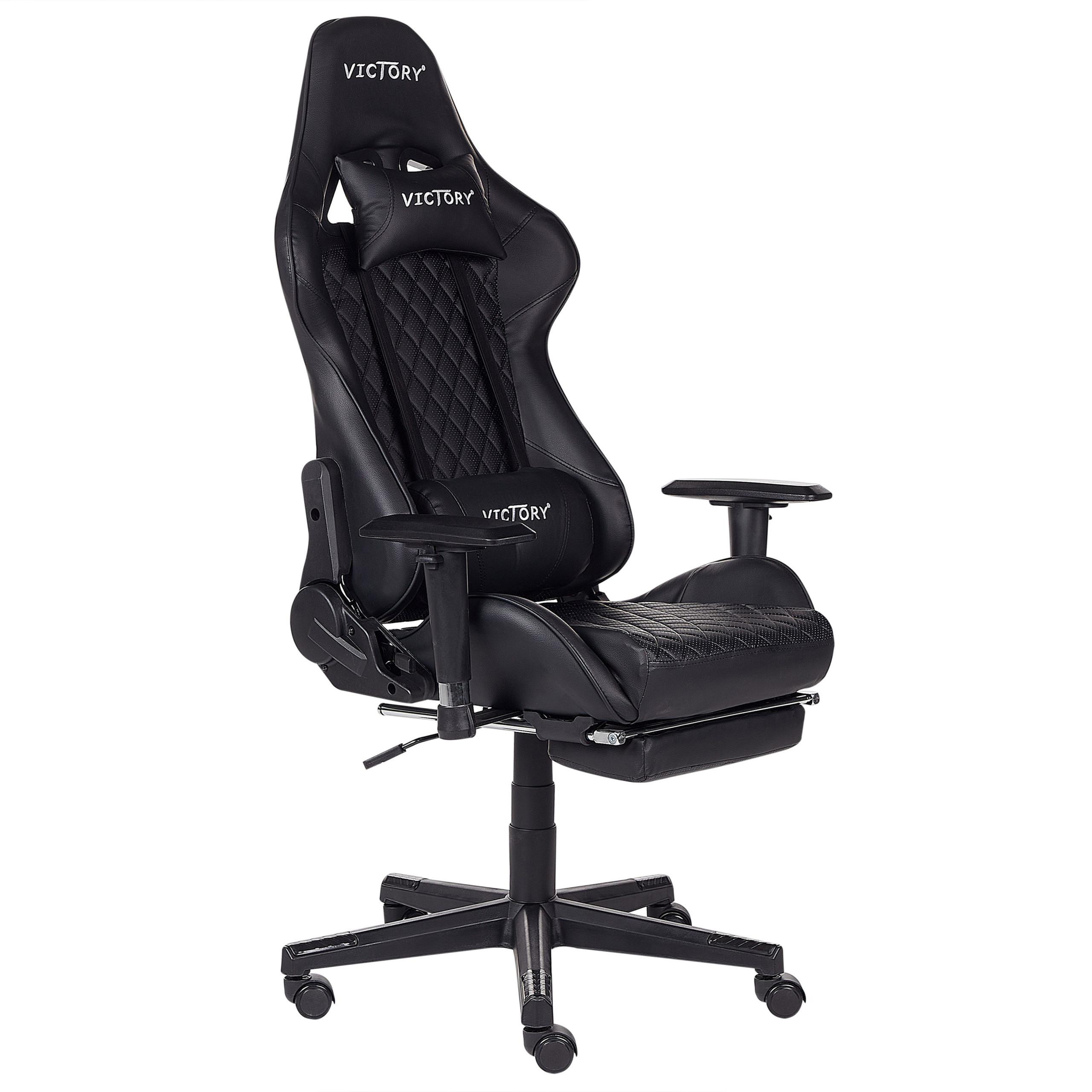 BÜROSTUHL Kunstleder Schwarz Victory - Schwarz, Kunststoff/Textil (55/124/60cm) - Beliani