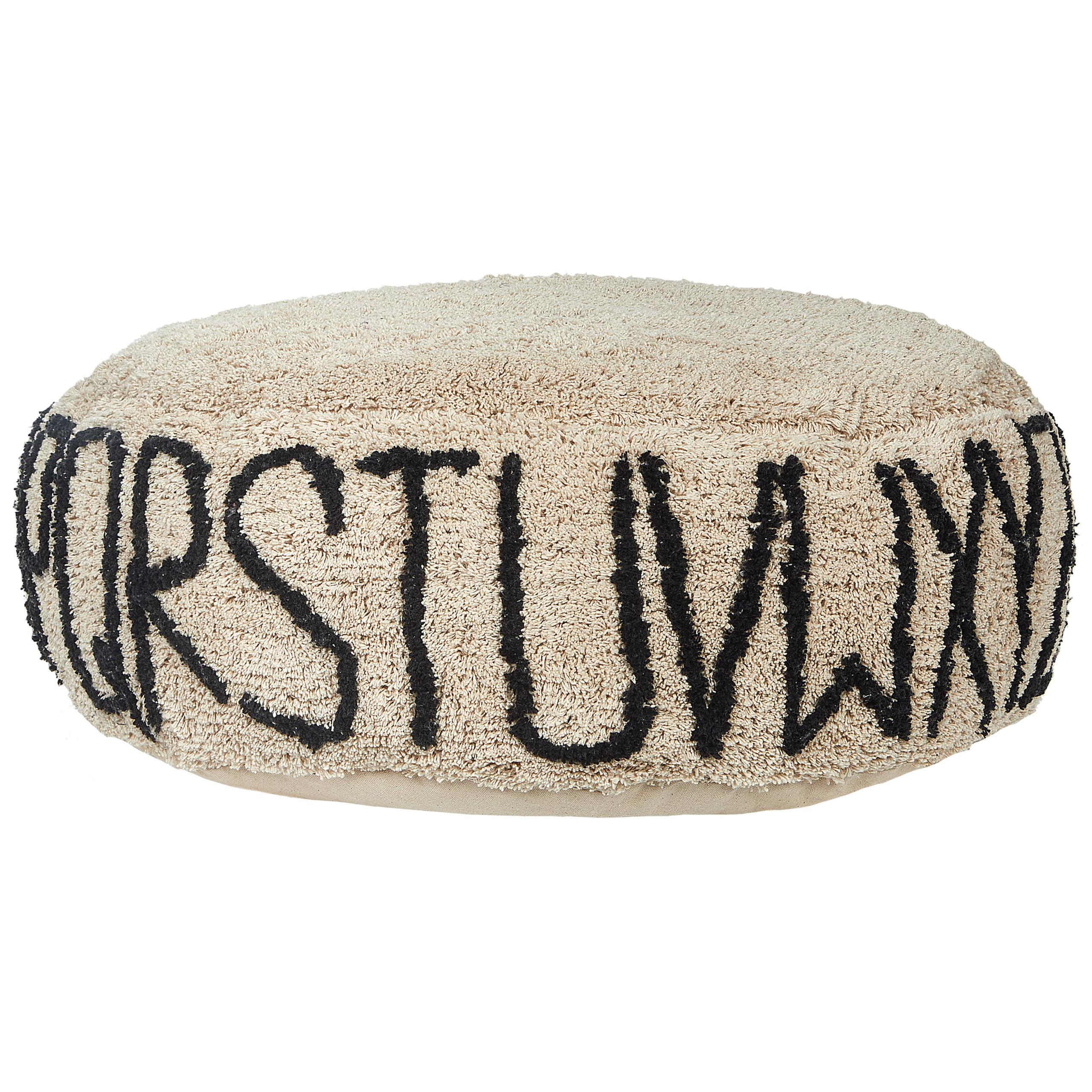 POUF Baumwolle Beige Twinspur - Beige/Schwarz, Textil (60/20/60cm) - Beliani