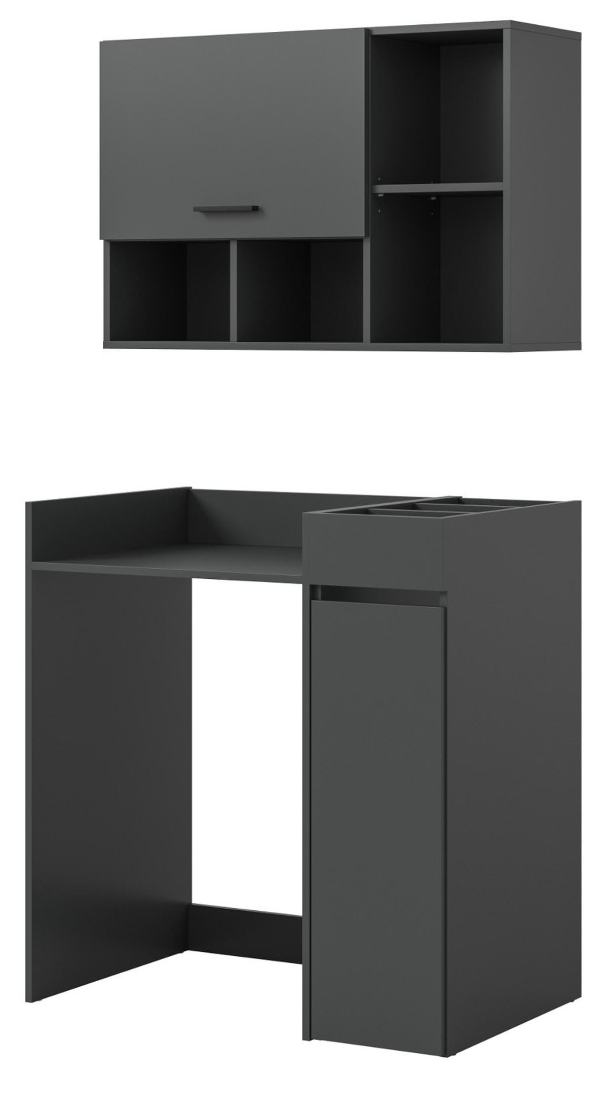 WASCHMASCHINENSCHRANK grau Set 3-teilig 95 x 195 cm, Waschmaschinenumbau mit Stauraum - Schwarz/Grau, Holzwerkstoff/Kunststoff (95/195/60cm) - Inn.Furn