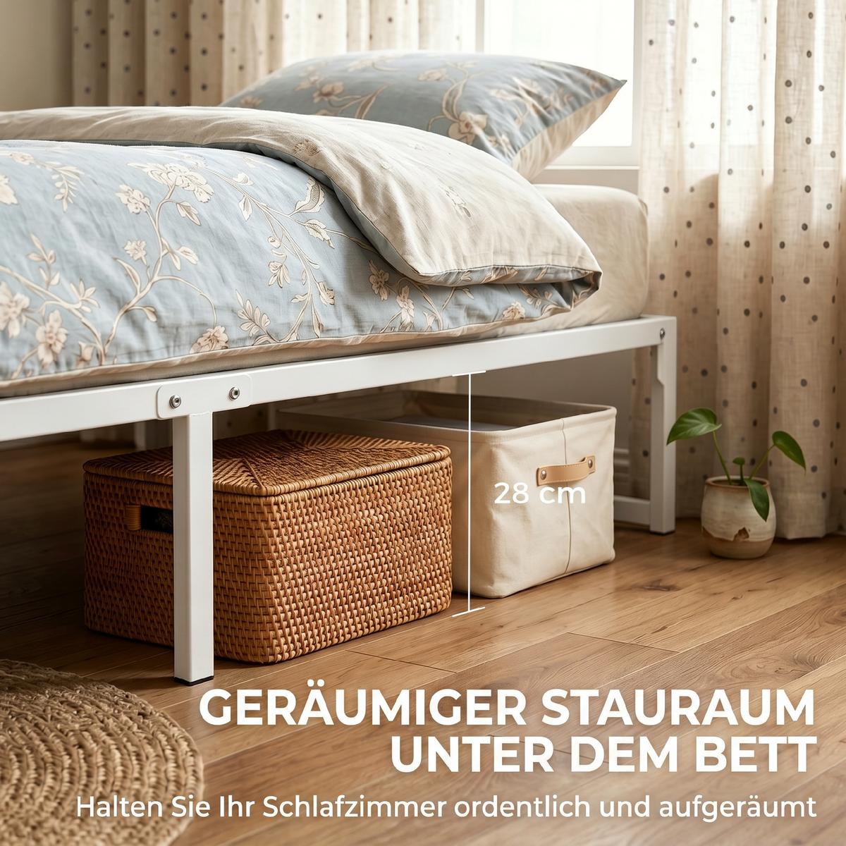 BETTGESTELL Metall Weiß - Weiß, Metall (90/200cm) - HOMCOM