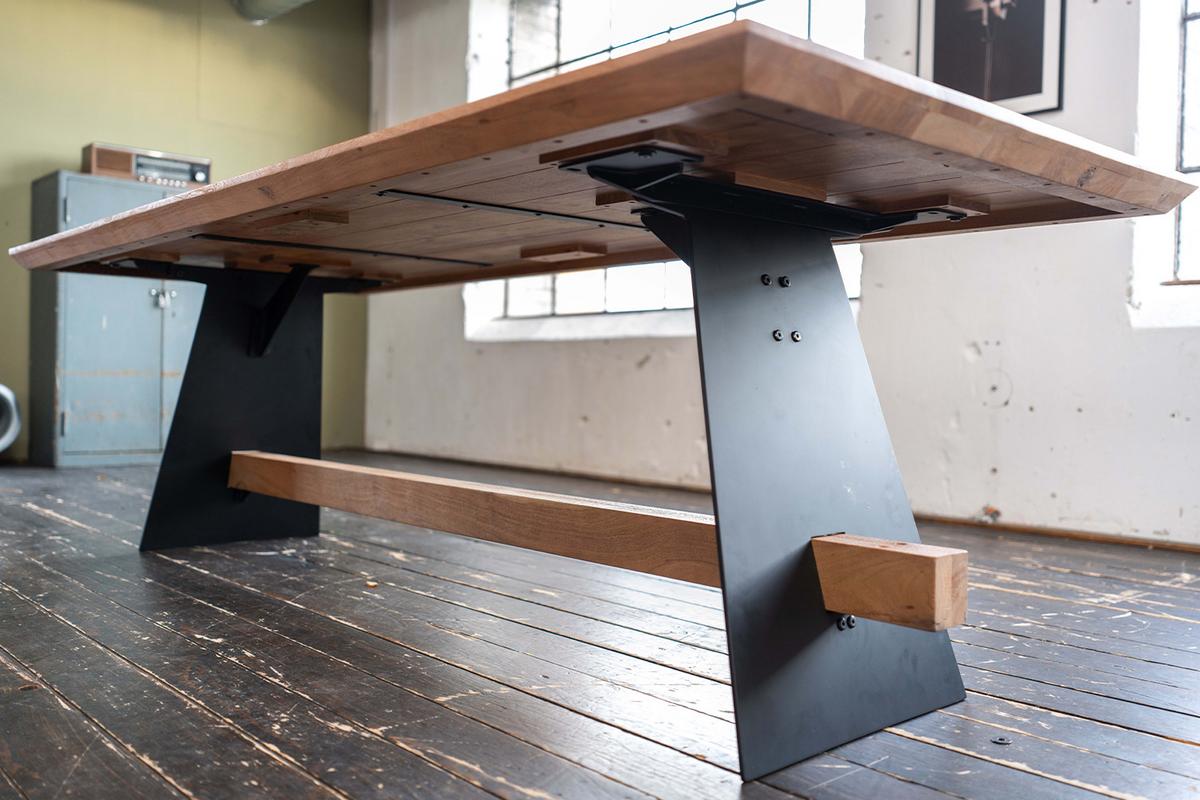 ESSTISCH MIT SCHWEIZER KANTE ARBORIO Braun Akazie - Schwarz/Braun, Holz/Metall (100/260/78cm) - KAWOLA