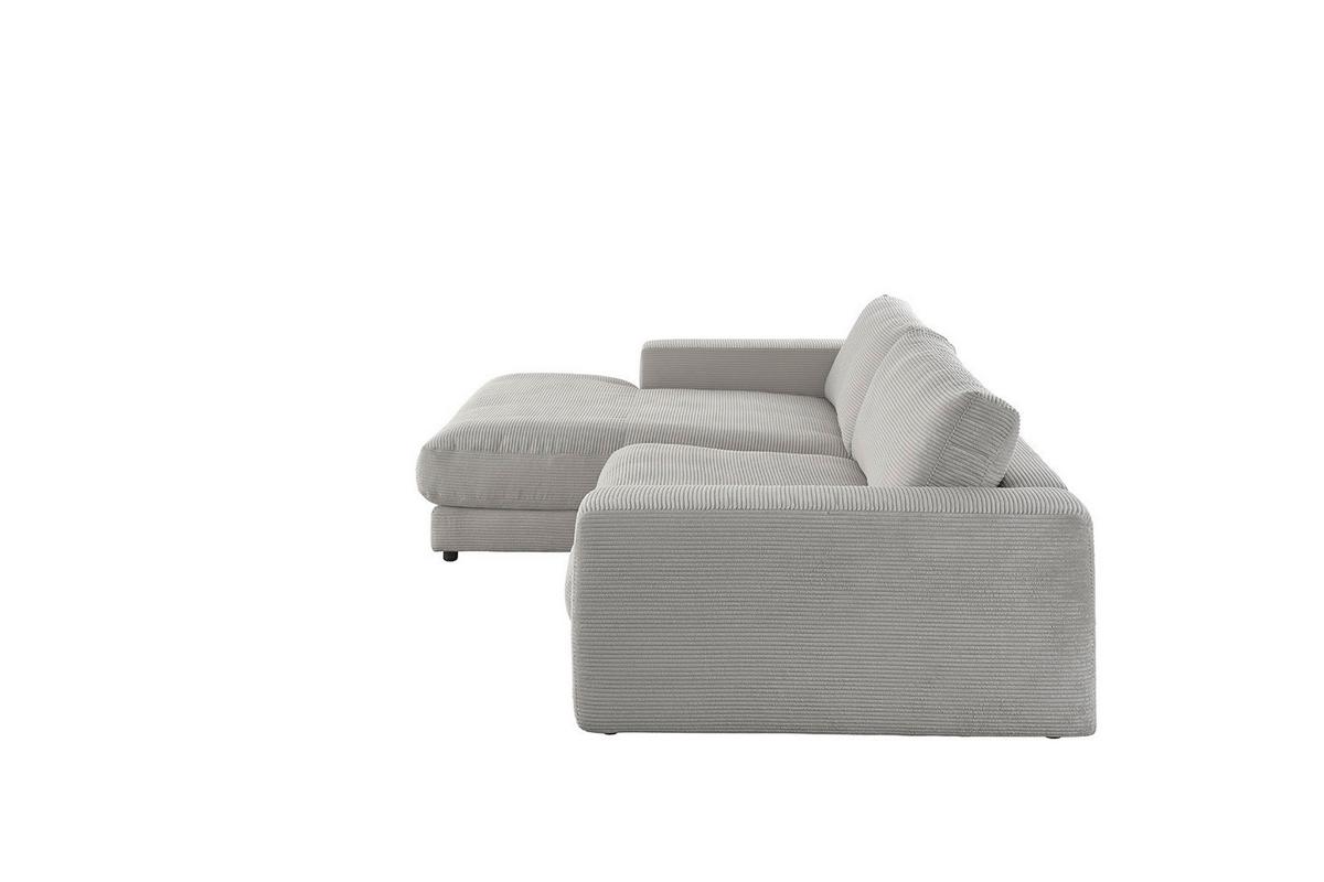 ECKSOFA MADELINE Steingrau Cord - Schwarz/Grau, Kunststoff/Textil (270/190cm) - KAWOLA