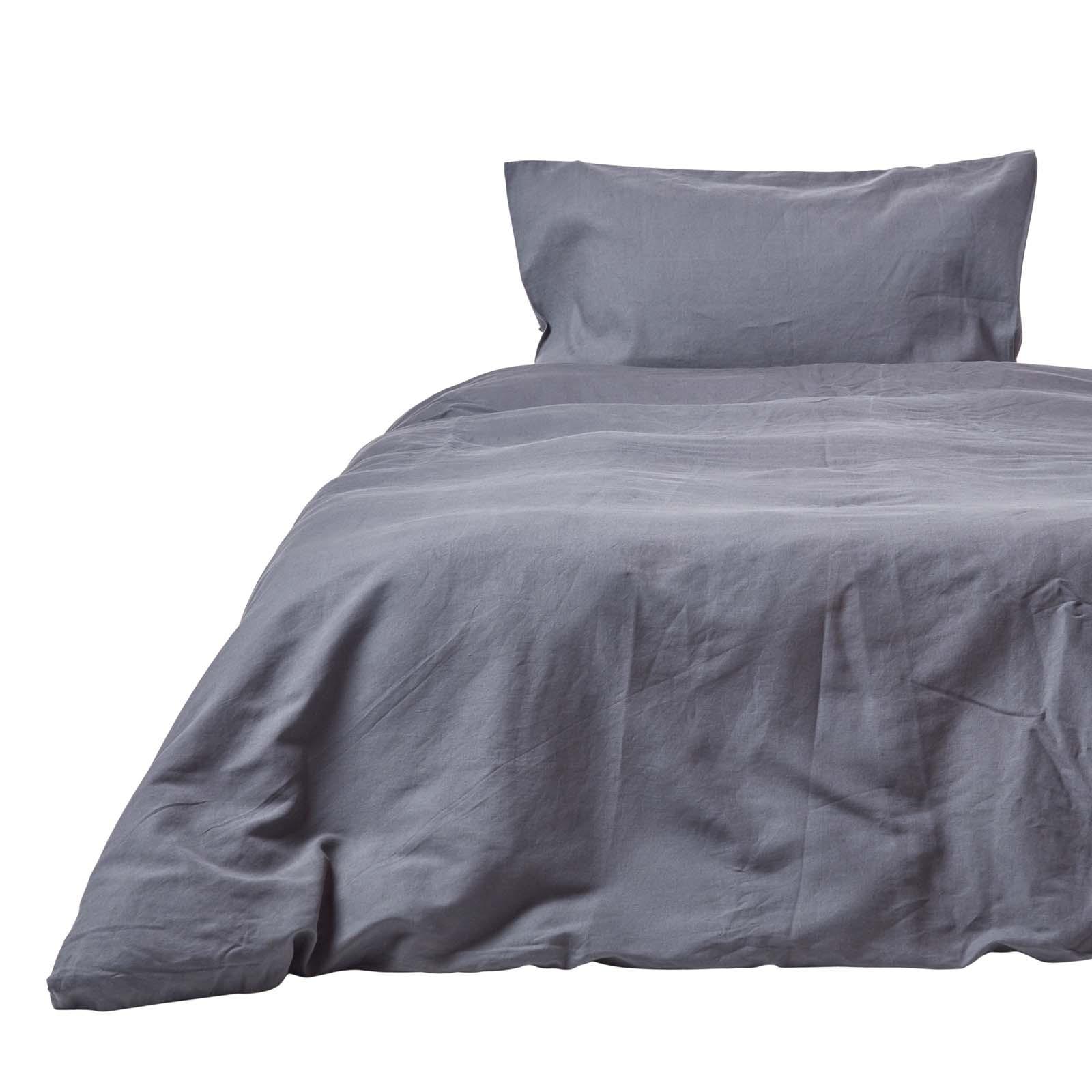 BETTWÄSCHE Leinen - Dunkelgrau, Textil (135/200cm) - Homescapes