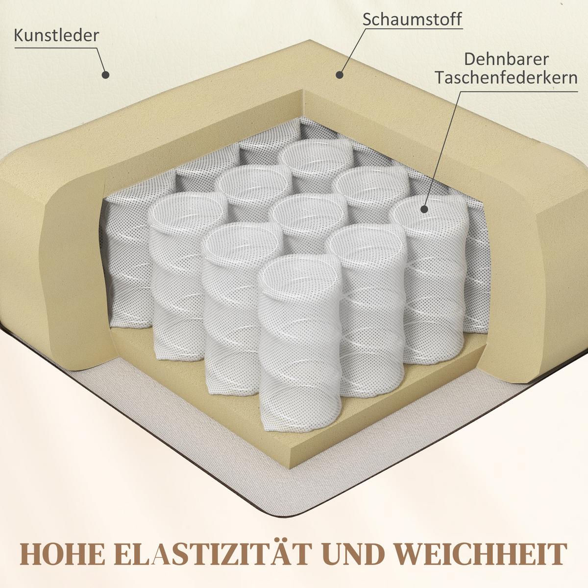 RELAXSESSEL mit Massagefunktion, Elektrisch Fernsehsessel mit Liegefunktion - Creme/Schwarz, Leder/Kunststoff (99/106/89cm) - HOMCOM