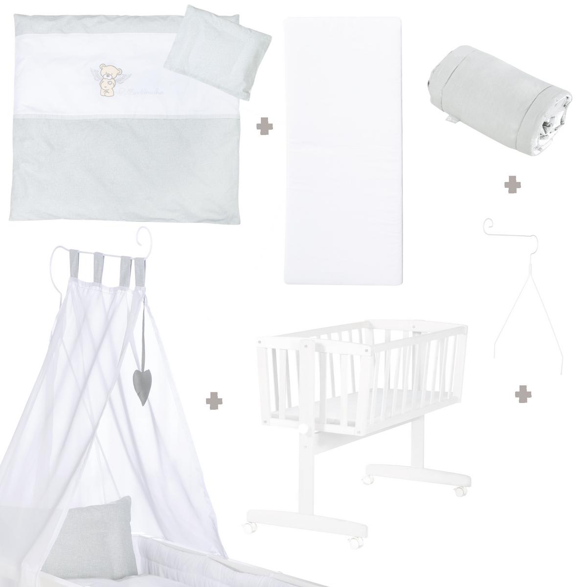 BABYWIEGENSETT Heartbreakerbär - Weiß, Holzwerkstoff/Textil (40/90cm) - Roba