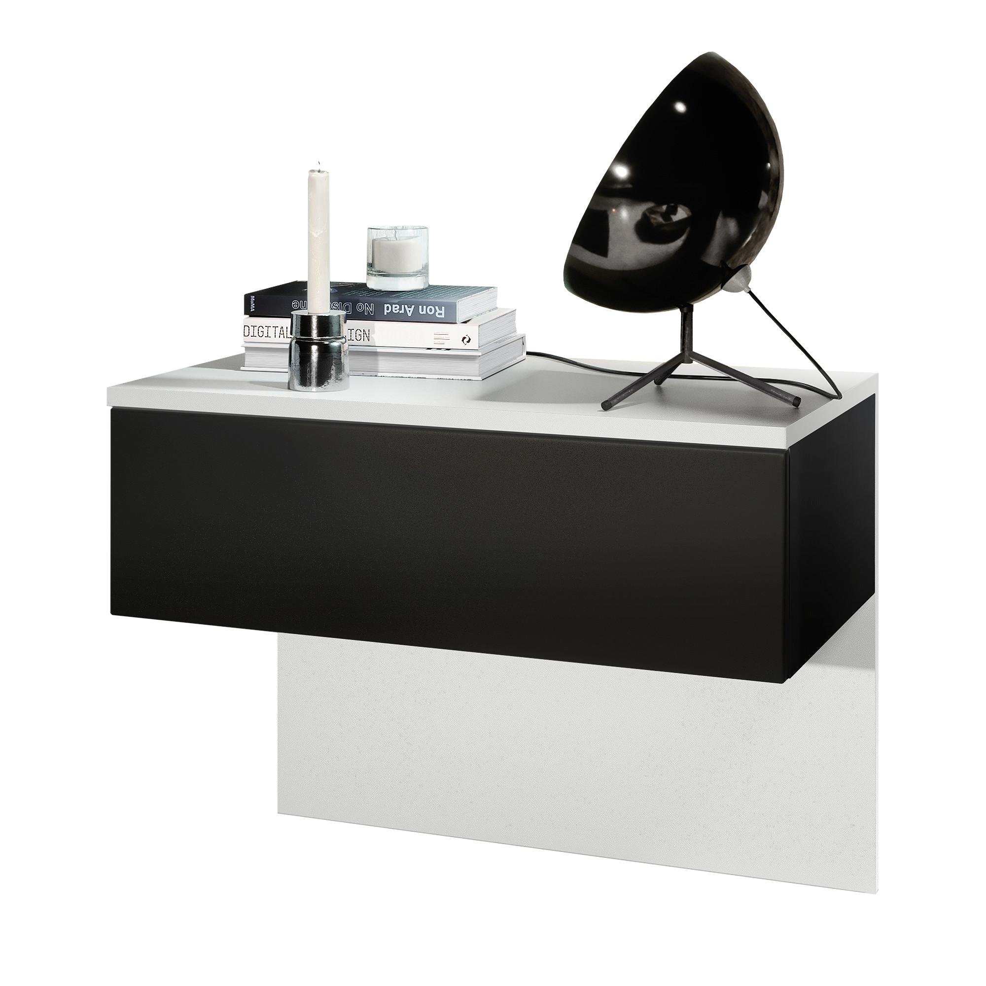 NACHTTISCH Sleep Fronten in Schwarz matt - Schwarz, Holzwerkstoff (60/46/35cm) - Vladon