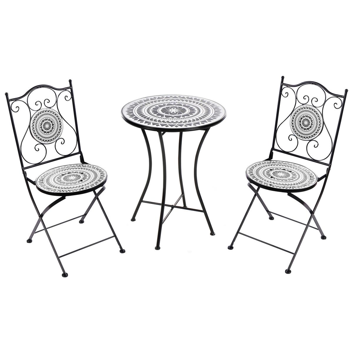 BISTRO-SET Schwarz Comiso - Schwarz/Weiß, Metall - Beliani