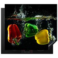 HERDABDECKPLATTE Paprika - Gemüse - Wasser - Schwarz - Rot - Grün - Gelb Abdeckung Ceranfeld 57.6x51.6 cm - Multicolor, Kunststoff (57.6/51.6/0.2cm) - MuchoWow