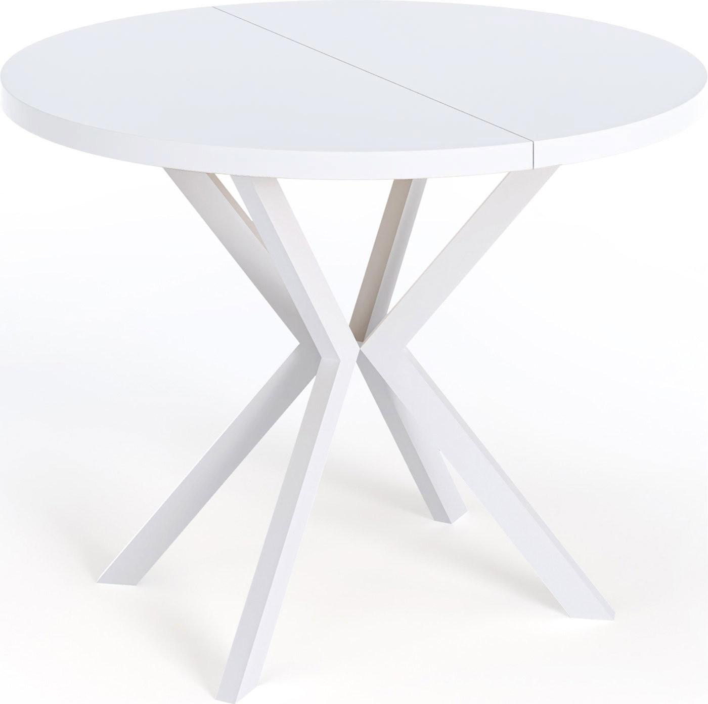 ESSTISCH Della runder ausziehbarer, Weiß 100-180/100/76 cm - Weiß, Holzwerkstoff/Metall (100/180/76cm) - WFL GROUP