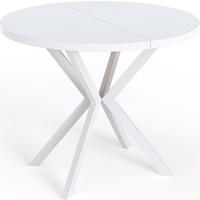 ESSTISCH Della runder ausziehbarer, Weiß 100-180/100/76 cm - Weiß, Holzwerkstoff/Metall (100/180/76cm) - WFL GROUP