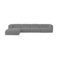 ECKSOFA Ottomane Links MIRA-L3 409x179x70 Grau Bouclé - Platinfarben/Schwarz, Holzwerkstoff/Kunststoff (409/179cm) - ALTDECOR
