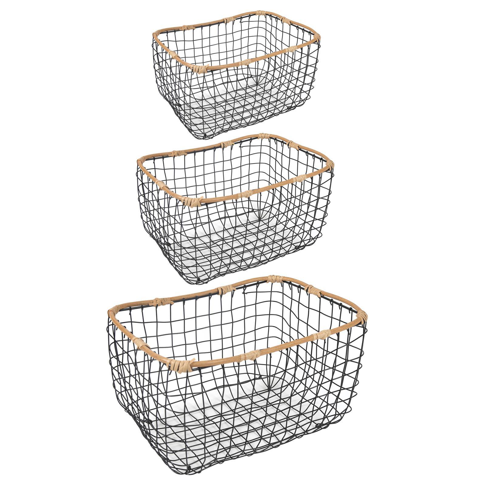 METALLKÖRBE JIMO 3er Set schwarz - Schwarz, Metall (39/22/29cm) - IDIMEX