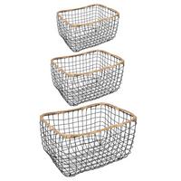 METALLKÖRBE JIMO 3er Set schwarz - Schwarz, Metall (39/22/29cm) - IDIMEX