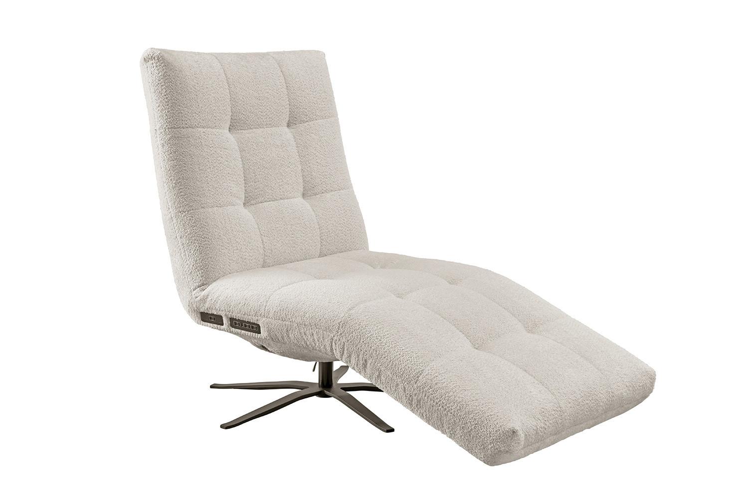 RELAXLIEGE LETICIA Weiß Flachgewebe Relaxfunktion, Drehbar (360°) - Schwarz/Weiß, Textil/Metall (82/115/156cm) - KAWOLA