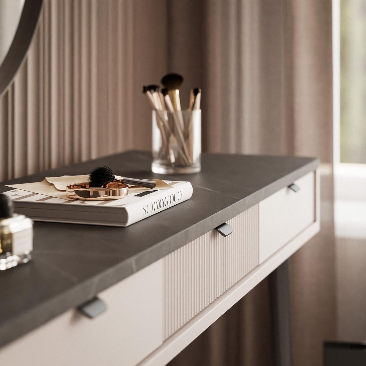 SCHMINKTISCH Konsole NAVANI 130 cm mit Schubladen Kaschmir Stein - Kaschmir, Holzwerkstoff (40/130/82cm) - Idohome