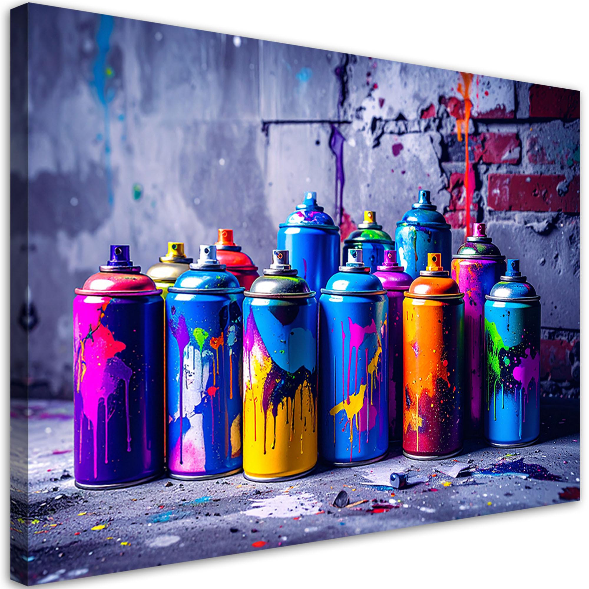 LEINWANDBILD Sprühfarbe Graffiti 90x60cm - Multicolor, Textil (90/60cm) - Feeby