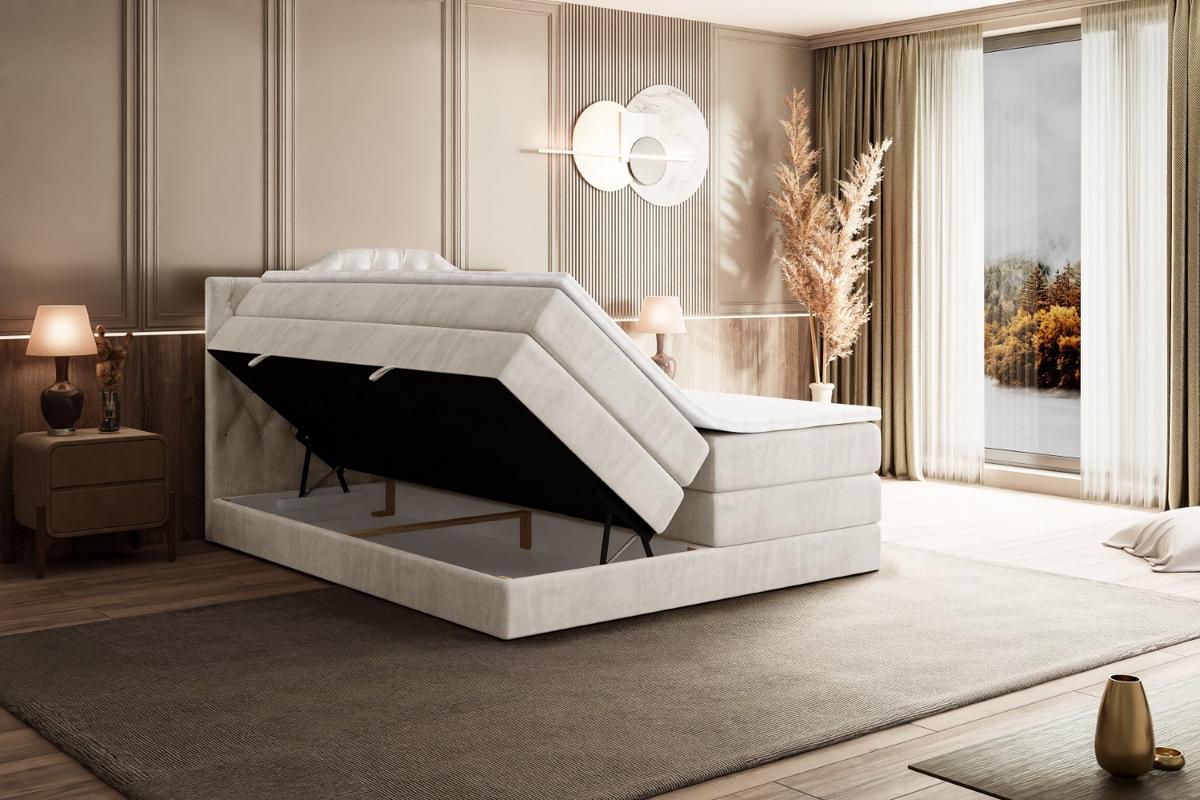 BOXSPRINGBETT VILA-1 KING - 140x200 - H3/H4 - Creme - Creme, Holzwerkstoff (140/200cm) - ALTDECOR