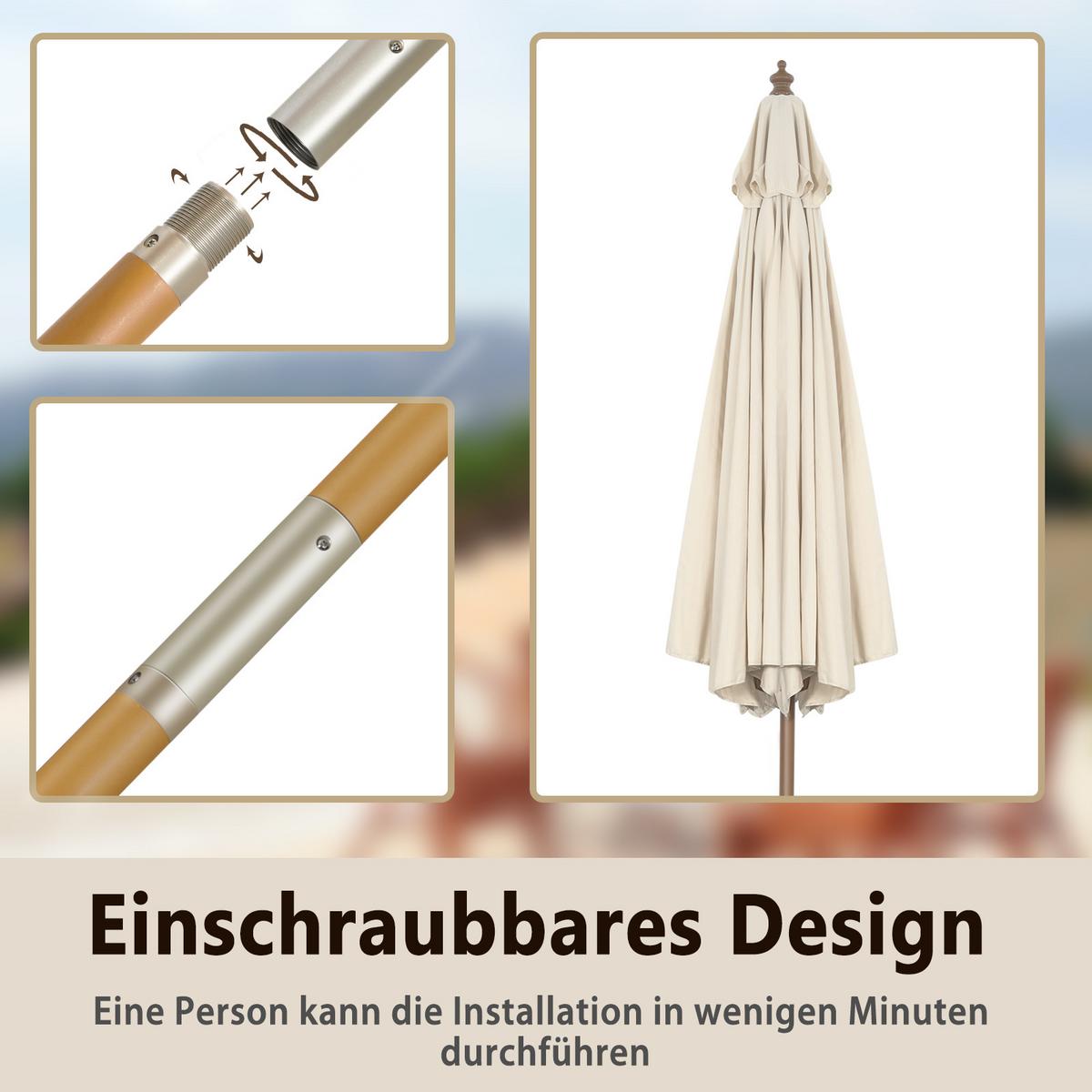 TERRASSENSCHIRM 300cm Beige - Beige, Kunststoff (300/300cm) - COSTWAY