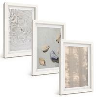 BILDER SET 3er Set - 20x30 cm Weißer Rahmen - Boho-Naturtexturen und -Strukturen - Weiß, Kunststoff (20/30cm) - TULUP