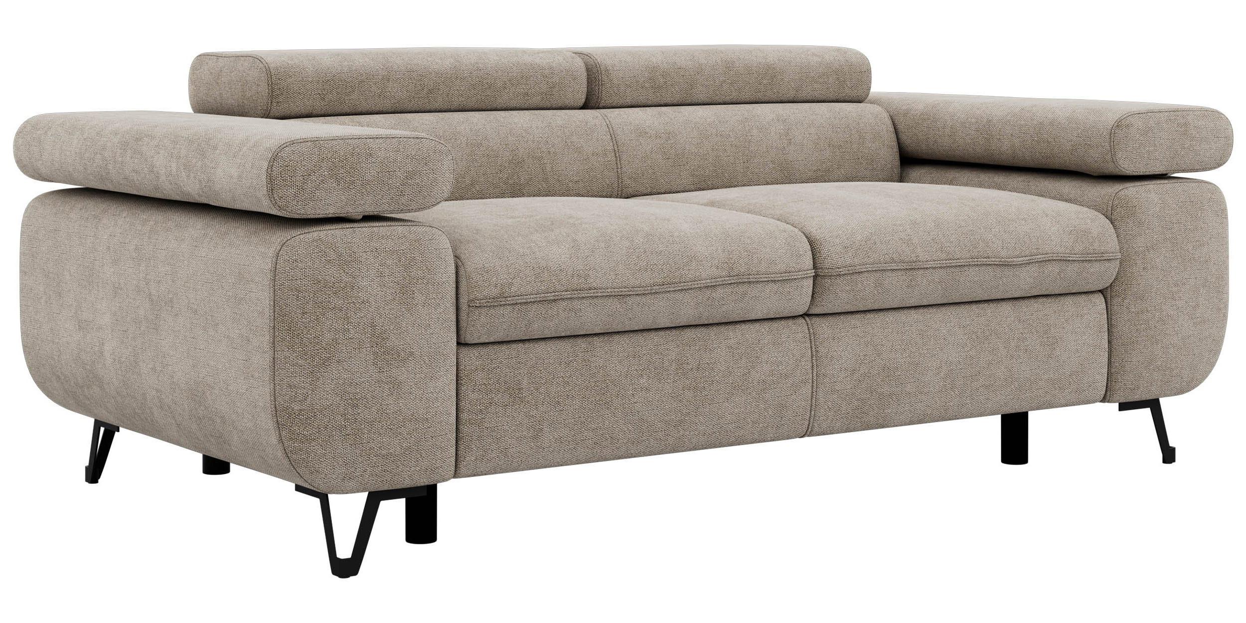 2-SITZER SOFA PETER - Greige Stukture - Greige/Schwarz, Textil/Metall (200/76/99cm) - MKS