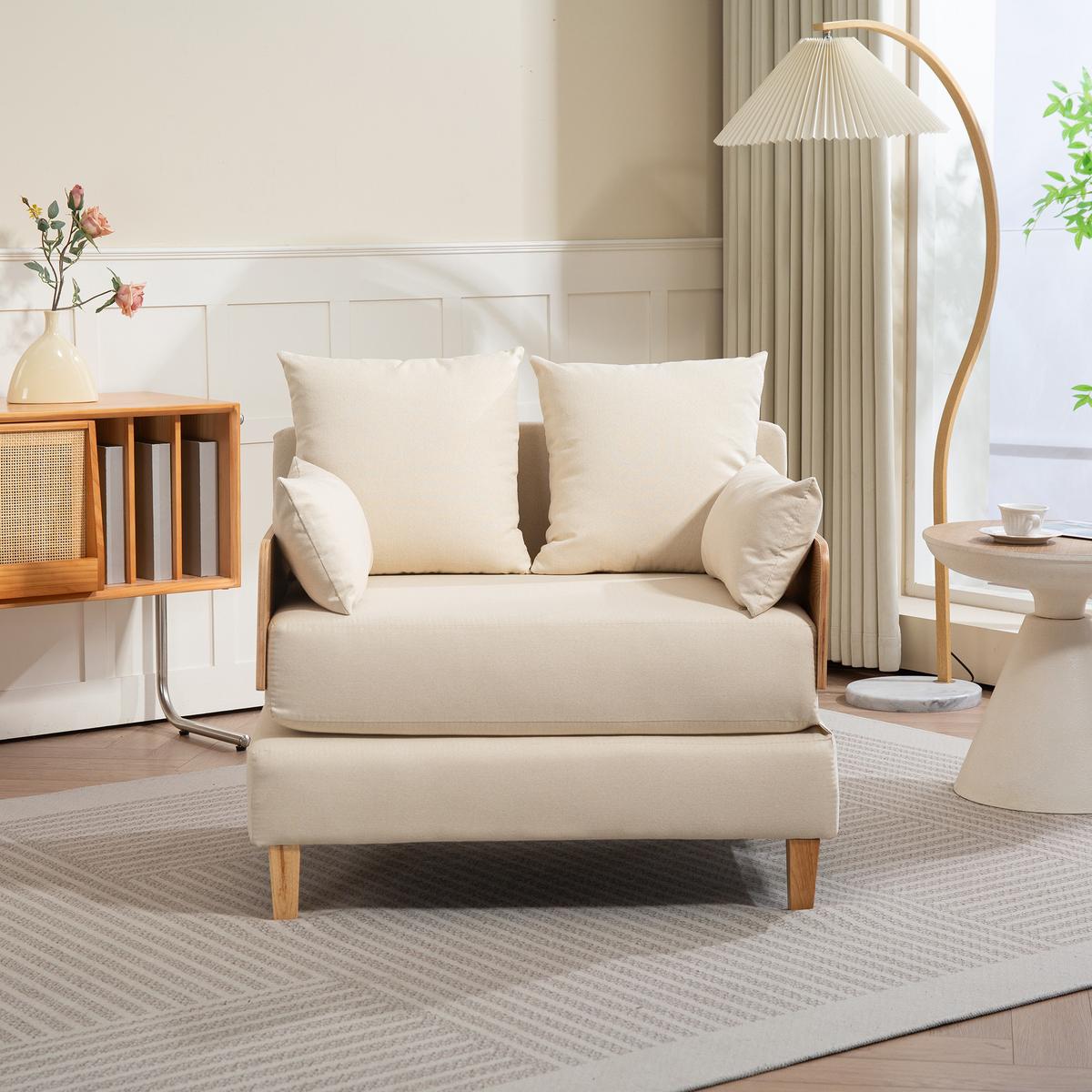 SCHLAFSOFA Seinlus - Beige, Holz/Holzwerkstoff (88/47/68cm) - [en.casa]