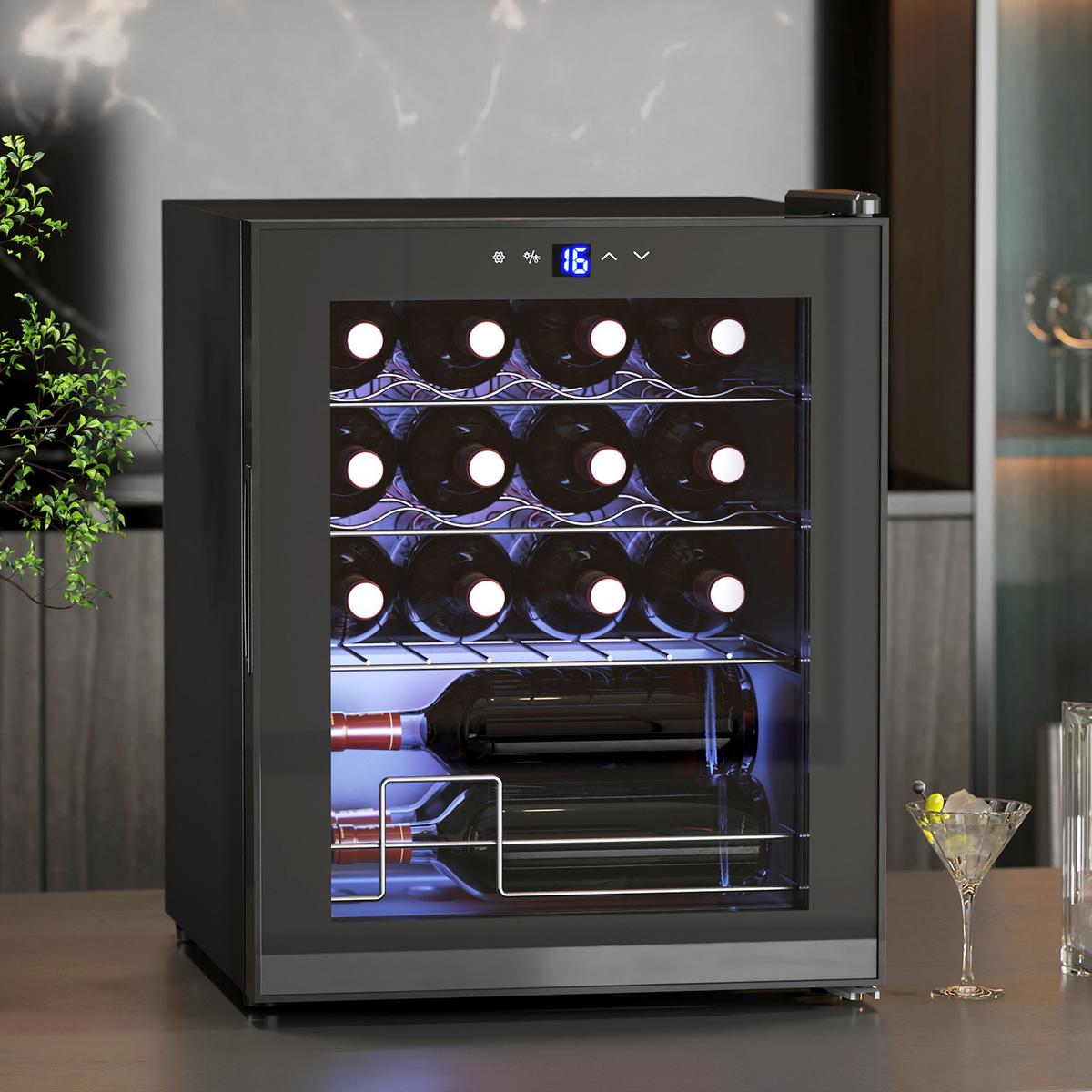 WEINKÜHLSCHRANK 43/45/56.50 cm Schwarz - Schwarz, Metall (45/56.5/43cm) - HOMCOM