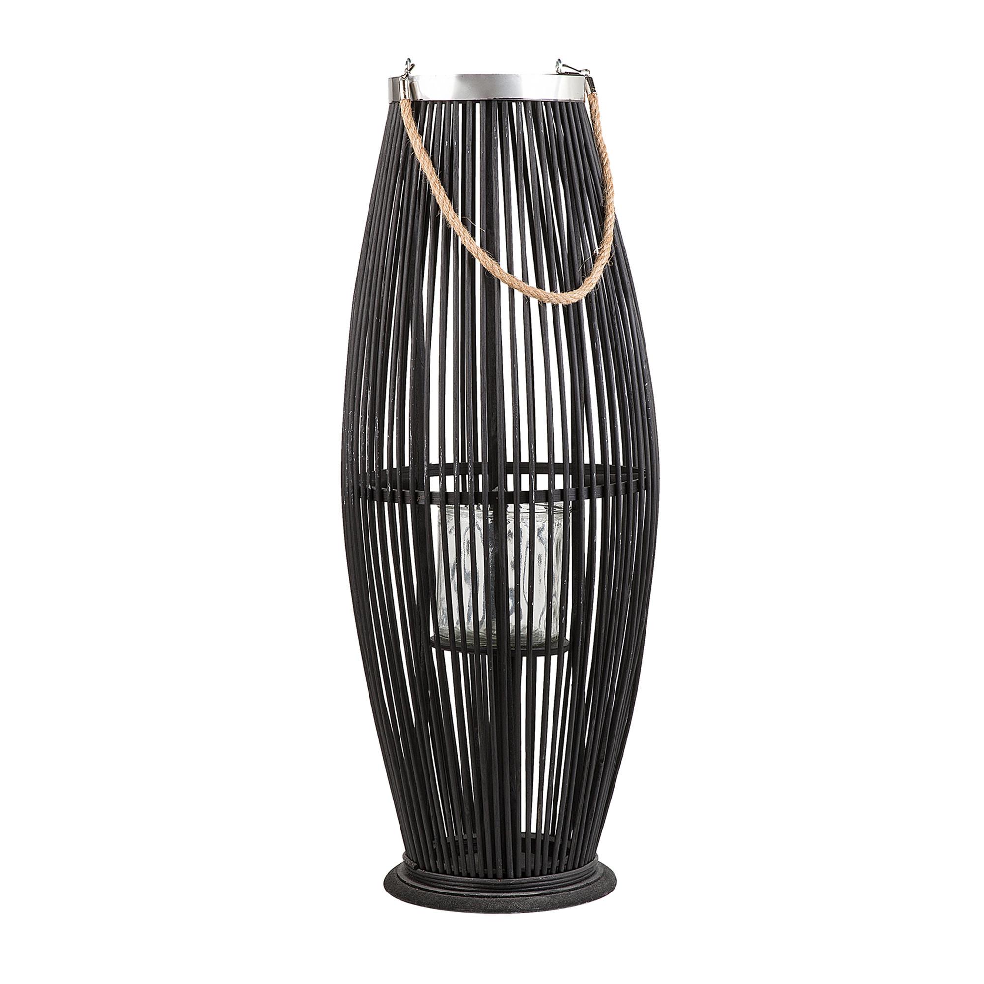 LATERNE Schwarz Tahiti - Schwarz, Holz (27/72/27cm) - Beliani