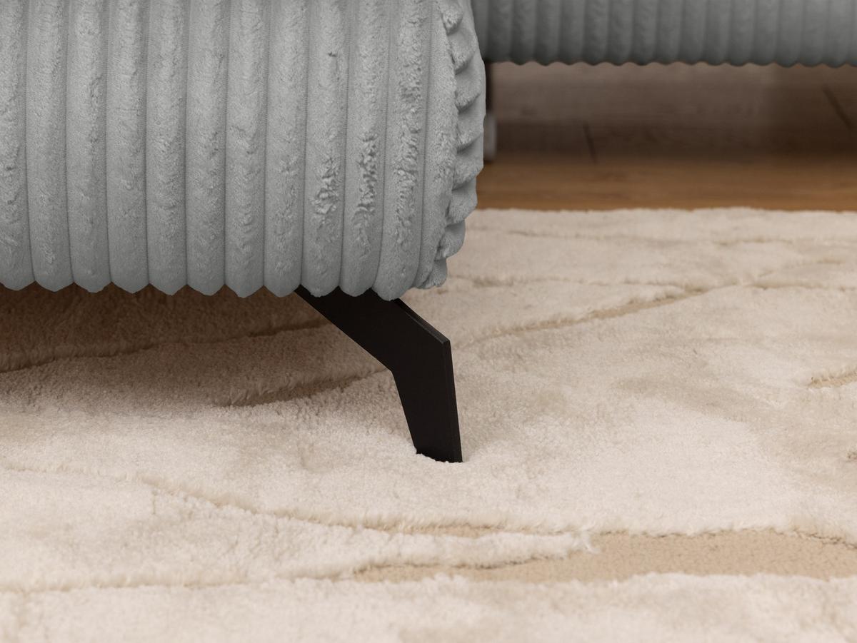 ECKSOFA mit Schlaffunktion und Bettkasten Bonnie aus Hellgrau Cord-Stoff mit verstellbaren Kopfstützen und Armlehne - Ottomane links - Hellgrau/Schwarz, Holz/Textil (275/210cm) - S-Style Möbel