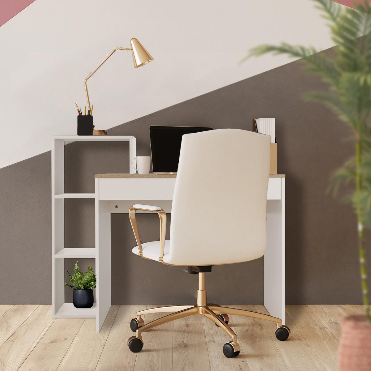 SCHREIBTISCH mit Regal 110x72x40 cm Weiß/Sonoma-Eiche - Braun, Holzwerkstoff (110/40/91cm) - ML-DESIGN