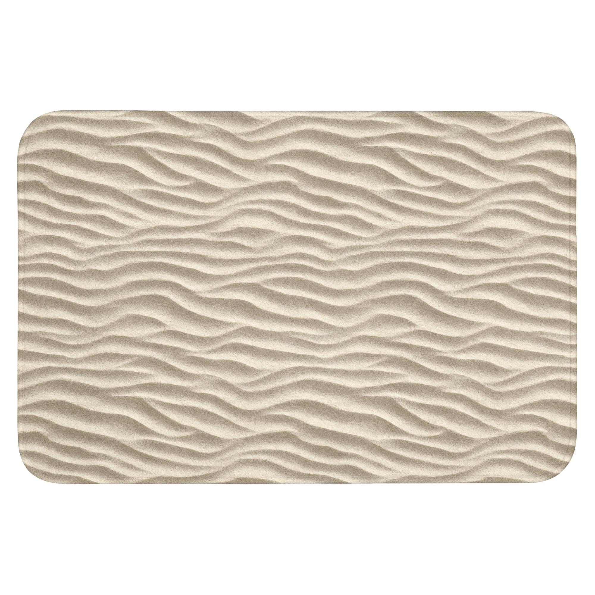 BADEMATTE Sand - Wellen - Beige Badvorleger 90x60 cm - Beige, Textil (90/60cm) - OnlyWow