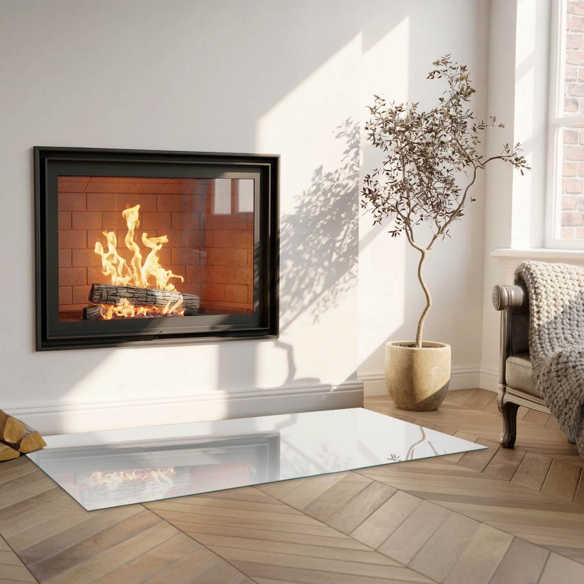 GLASPLATTE für Kamin 125x50 cm - Grau, Glas (125/50/0.4cm) - TULUP