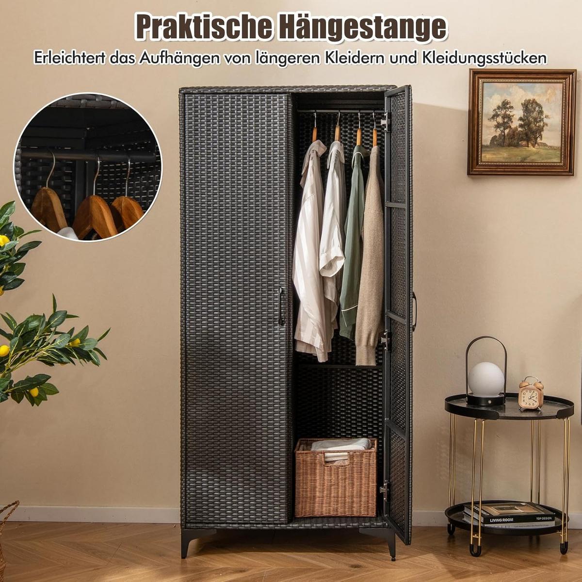 GARTENSCHRANK Schwarz - Schwarz, Kunststoff (72/157/50cm) - COSTWAY
