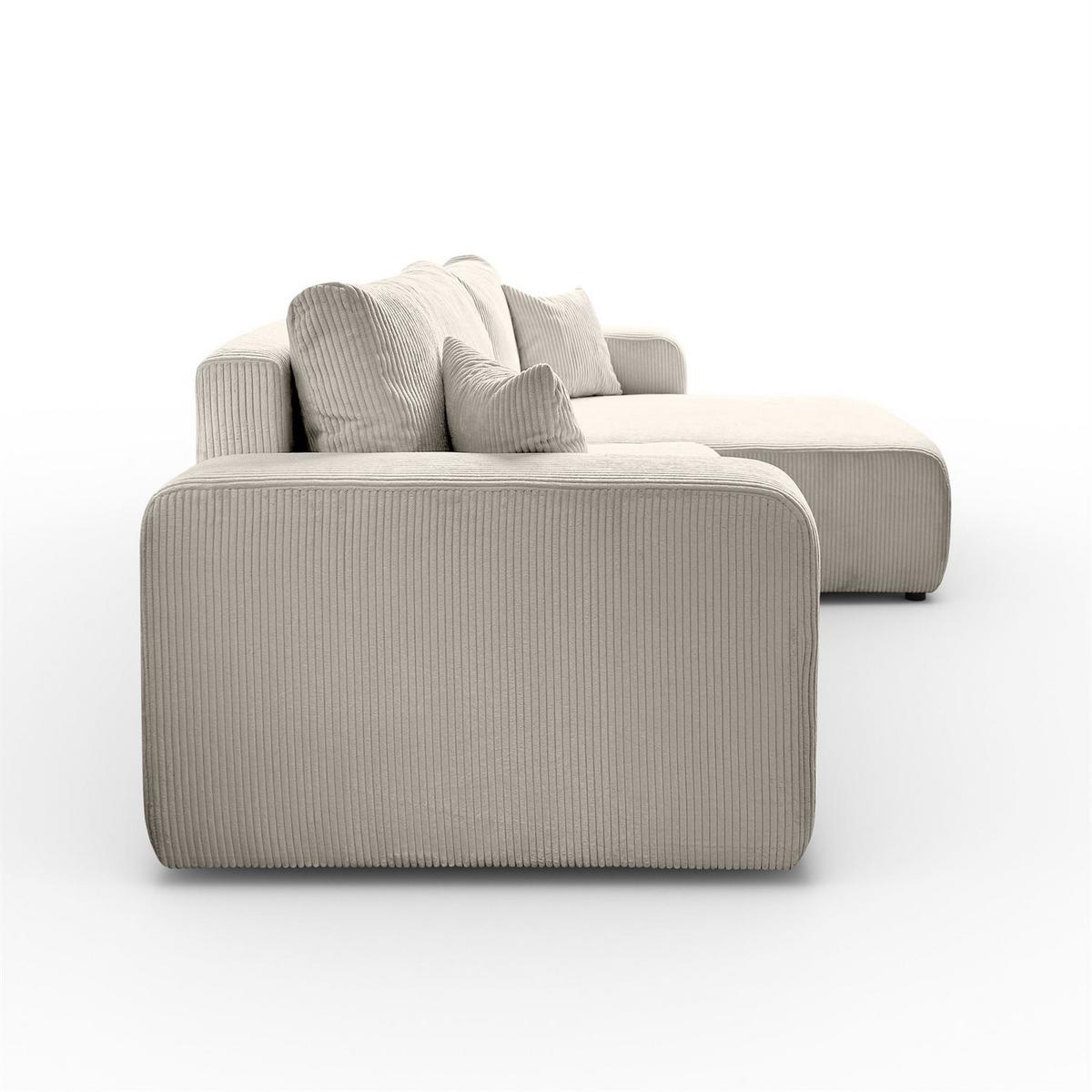 ECKSOFA Gepolstertes PRESTIGE XL mit Schlaffunktion und Bettkasten, Poso 100 - Ecru, Textil (277/143cm) - Lookway