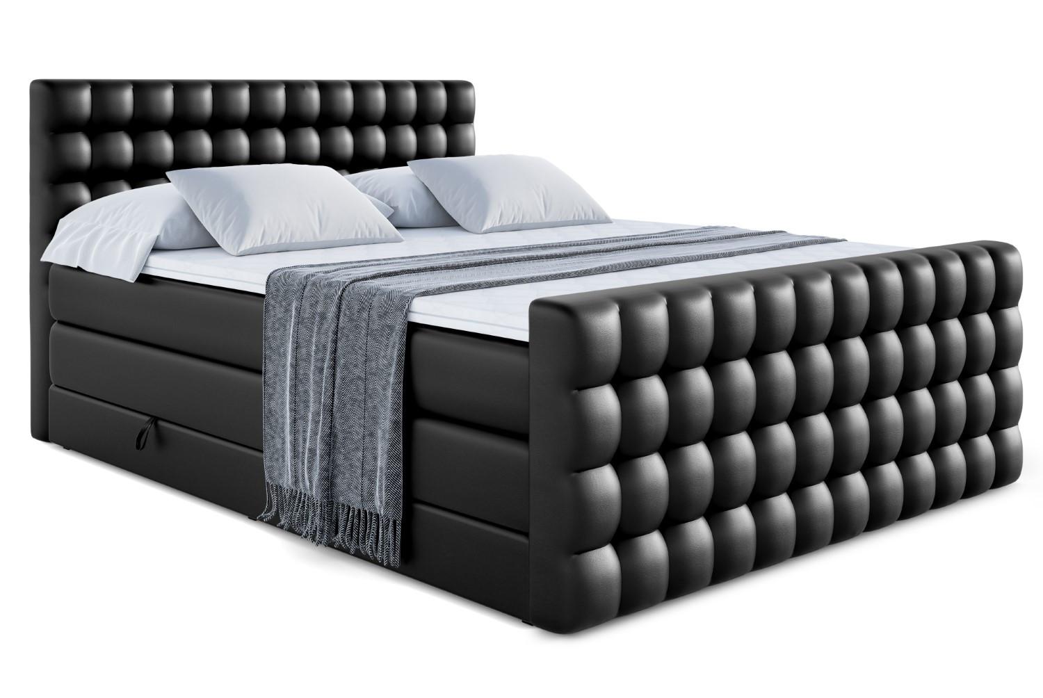 BOXSPRINGBETT VIONE-Z KING - 180 x 200 - H3/H4 - Schwarz Hochglanz - Schwarz Hochglanz, Holzwerkstoff (180/200cm) - ALTDECOR