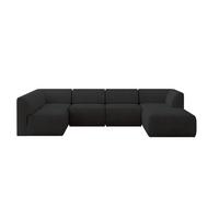 WOHNLANDSCHAFT Ottomane Rechts MOVA 345x180x78 Schwarz Velours - Schwarz, Holzwerkstoff/Kunststoff (345/78/180cm) - ALTDECOR