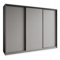 SCHWEBETÜRENSCHRANK NISSE 250/205/60 cm 3-türig mit Schubladen Graphitfarben - Graphitfarben/Schwarz, Holzwerkstoff (250/205/60cm) - MASSENO
