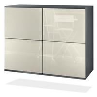KOMMODE Rova Creme Hochglanz - Creme, Holzwerkstoff (92.5/73.5/35cm) - Vladon
