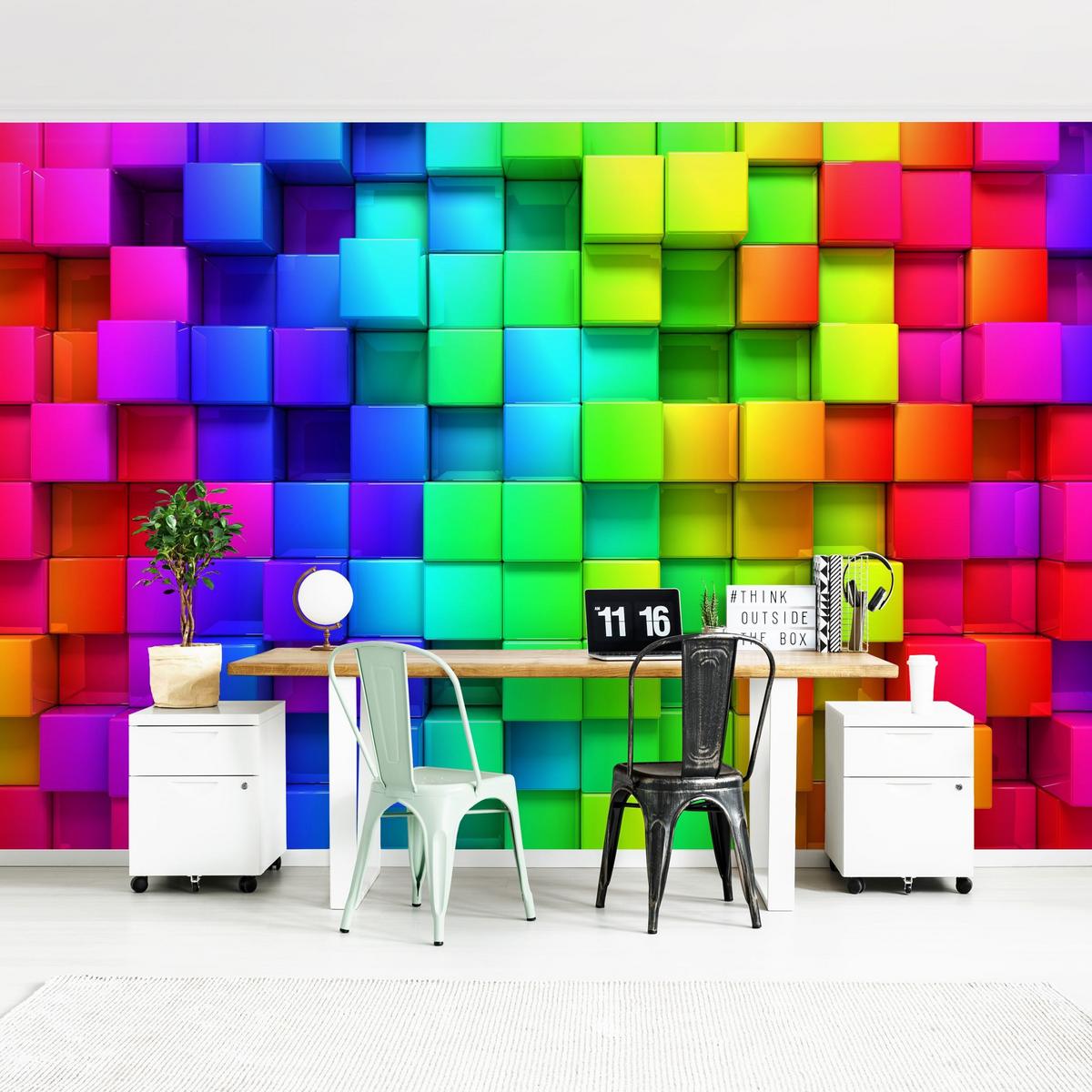FOTOTAPETE 3D Würfel 384/255 cm - Multicolor, Papier (384/255cm) - Bilderwelten