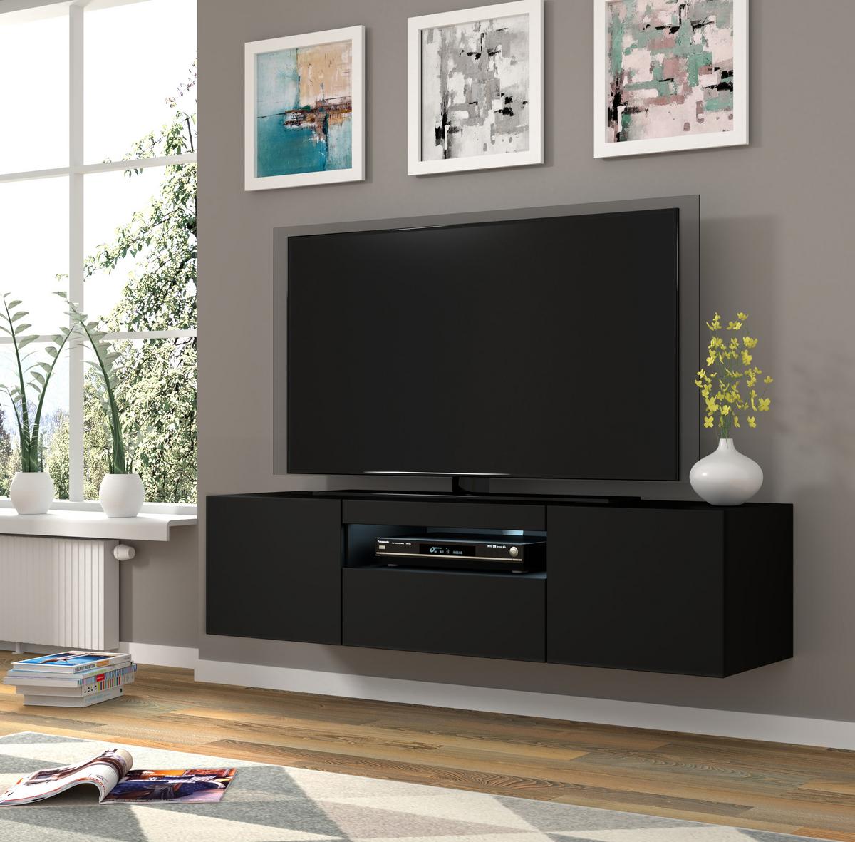TV LOWBOARD Schwarz 150/42/37 - Schwarz, Holzwerkstoff (150/42/37cm) - RAUMHIRSCH FURNITURE
