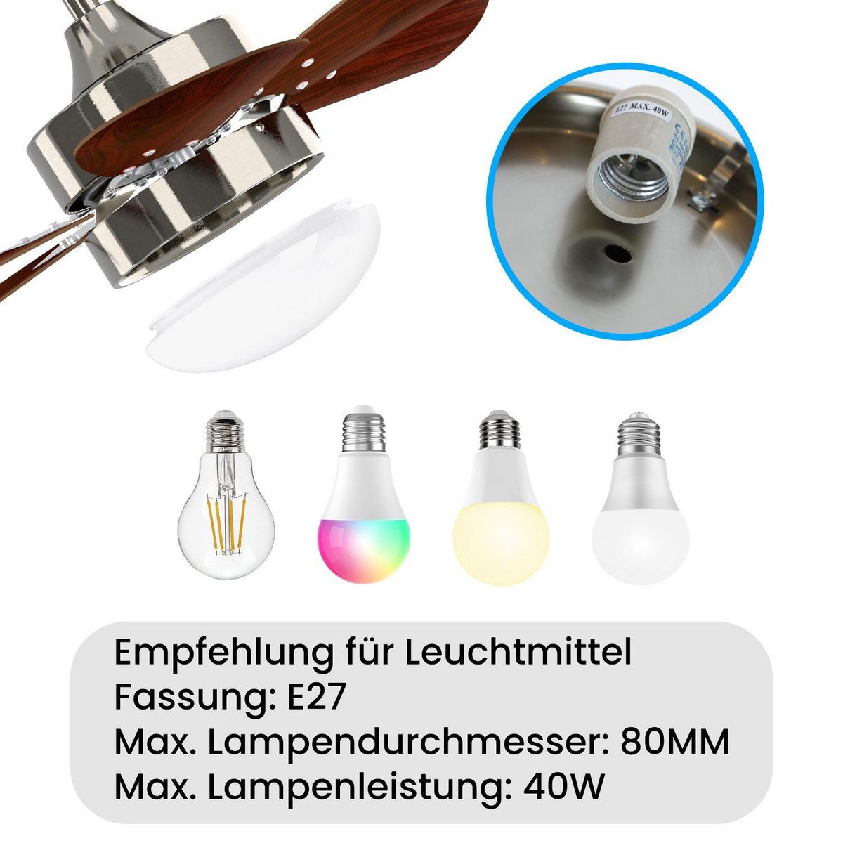 DECKENVENTILATOR Emmendingen II 75/75/43cm - Silberfarben, Metall (75/75/43cm) - Nettlife